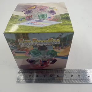 Vue détaillée montrant les dimensions de la boîte du jouet lumineux Fidget Cube Fun Paradise.