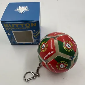 Porte-clés ballon de football Portugal squeeze anti-stress avec boîte de vente bleue