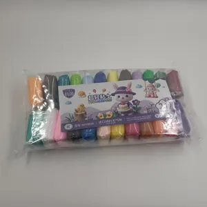Close-up detailed view of 24 colors non-toxic ultra light clay set in original packaging