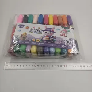 36-color non-toxic ultra-light clay DIY set with measurement ruler for scale