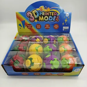 Full retail display box of colorful 3D printed 2-in-1 fidget spinning balls for stress relief