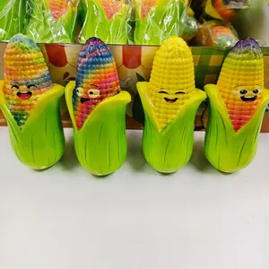 Colorful PU slow rebound corn squeeze toys with cute cartoon faces in various vibrant colors