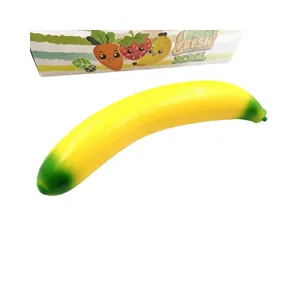 Realistic yellow TPR banana stress relief squishy toy for anxiety and sensory play