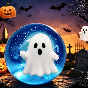 Glow-in-the-dark Halloween ghost squishy toy stress relief ball in blue sphere