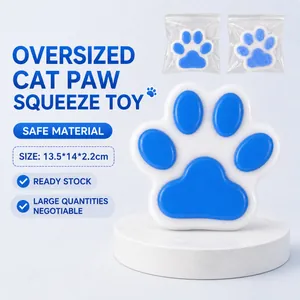 Jumbo Cat Paw Squishy Toy TPR Stress Relief Slow Rebound Giant Sensory Squeeze Toy For Adults Kids Blue White Decoration Gift