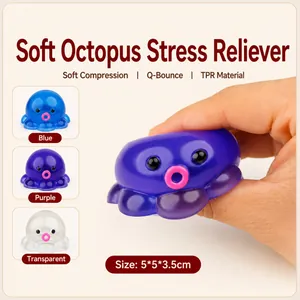 Jouet de décompression pieuvre en TPR pour le stress en bleu violet et transparent