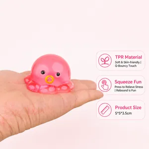 Pink octopus squeeze toy made of TPR material for stress relief and sensory play