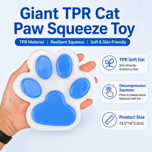 Large cat paw stress relief squishy toy made of soft blue and white TPR material