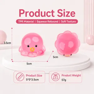 Pink octopus TPR squishy stress relief toy with slow rebound effect for sensory play