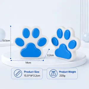 Large cat paw squeeze toy for stress relief, blue and white TPR material, size 14cm.