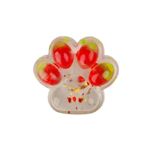 Lindo juguete antiestrés con forma de pata de gato y frutas en gelatina TPR transparente.