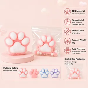 Jouet anti-stress patte de chat en peluche douce, matériau TPR à rebond lent