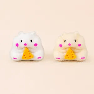 Cute plush hamster squeeze toy made of soft TPR for stress relief, 6.3x4.3x5cm.
