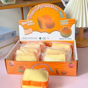 Soft simulation toast bread slice decompression squeeze toy made of TPR material