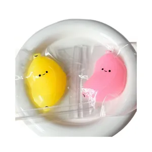 Lot de deux jouets squishy banane mignons en jaune et rose pour soulager le stress