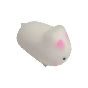 Cute light-changing rabbit squishy toy for stress relief and sensory play, white.