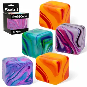 Cubi antistress a rimbalzo lento con motivo a spirale colorato maltosio