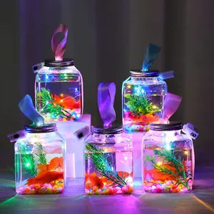 Juguete de pecera luminosa LED con modos de iluminación ajustables y decoraciones