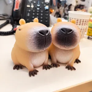 Jouet à Presser Mignon Capybara Soulagement du Stress Animal en TPR Ornement de Bureau Cadeau pour Enfants Adultes