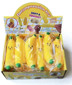 Détail de 12 jouets de décompression banane spongieux avec expressions mignonnes