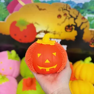 Halloween Leuchtender Kürbis Squishy Spielzeug Glow In The Dark Stressabbau Jack-O-Lantern Stacheliges Fidget Spielzeug Dekor