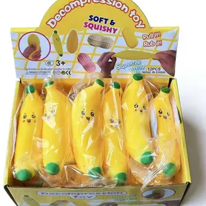 Lot de 12 jouets squishy en forme de banane avec visages pour décompression