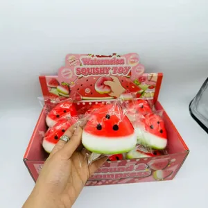 Watermelon slow rebound squishy toy shown in retail packaging with its display box