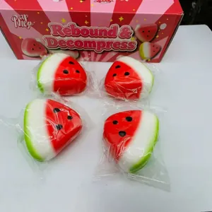 Set of four slow-rebound watermelon squishy toys for stress relief and decompression
