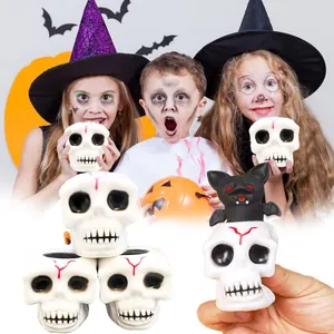 Jouet à Presser Crâne d'Halloween Chauve-Souris Pop Up Soulagement du Stress Squishy Tasse en TPR pour Fête d'Enfants Cadeau