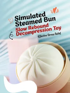 Detailed close-up of a white simulation steamed bun squeeze toy with slow rebound texture