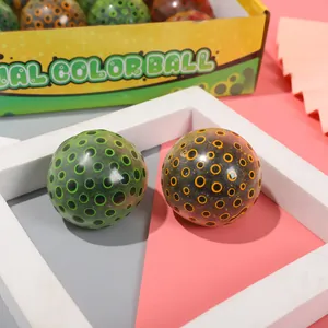 Deux balles anti-stress en TPR avec motifs de perles de démon sur fond bicolore pour détente