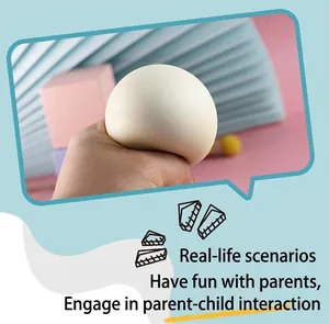 Close-up detail of a hand squeezing a soft slow rebound simulation bun toy for stress relief