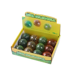 Boîte de 12 balles anti-stress en TPR bicolore, jouets à presser pour se relaxer