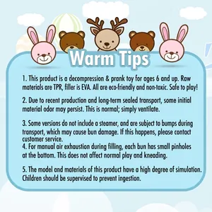 Detailed precautions and material specifications for simulation bun squeeze toy