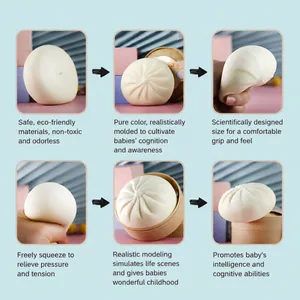 Realistic steamed bun stress relief toy made of soft silicone for squeezing.