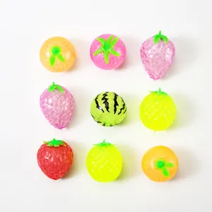 Colorful assorted fruit-shaped sensory squishy stress relief toys with bead filling