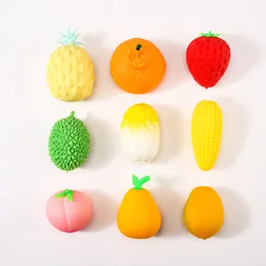 A comprehensive set of realistic fruit and vegetable shaped squishy stress relief toys