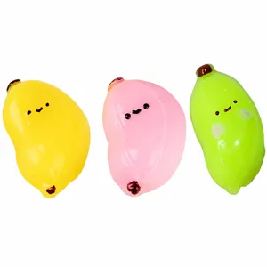 Jouets squishy banane mignons jaune rose et vert pour soulager le stress