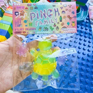 Transparentes Schildkröten-Stressabbau-Quetschspielzeug mit bunter Pixel-Verpackung