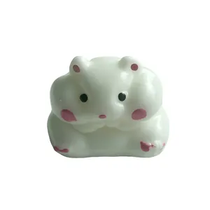 Cute white hamster squishy toy made of slow rising soft silicone stress relief material