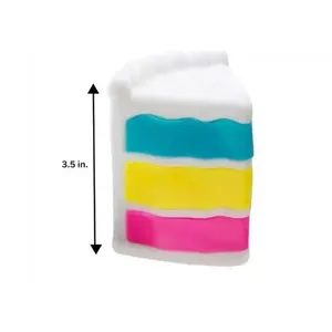 NeeDoh sandwich cake TPR squishy stress relief toy with 3.5 inch height dimension marker