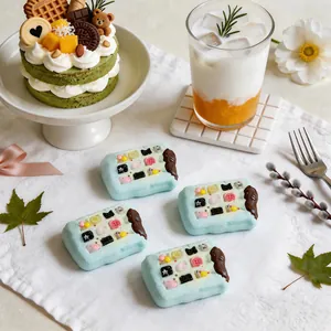 Gâteau au Chocolat en Silicone Fait à la Main Squishy Jouet Anti-Stress Simulation de Nourriture Pendentif pour Bureau Adultes Vert