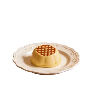 Juguete antiestrés squishy de pudín de gofre con rebote lento en plato decorativo