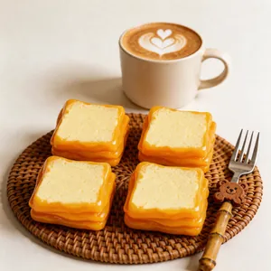 Detailopname van vier realistische melktoast siliconen squishy stressverlichtend speelgoed