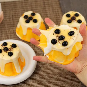 Detail van de elastische en kleverige textuur van het parelpudding squishy speelgoed