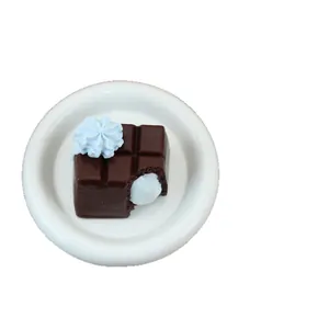 Realistic dark chocolate shaped silicone squishy toy with blue cream for stress relief