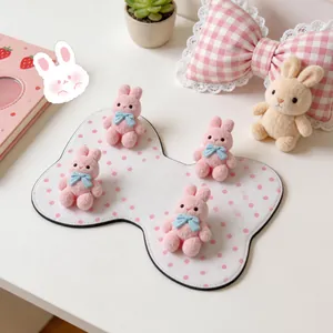 Handgefertigtes Silikon Squishy Hase Mit Aufrechten Ohren Anti Stress Spielzeug Beflockte Textur Rosa Hase Weiches Quetschspielzeug