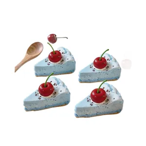 Lot de 4 jouets squishy gâteau triangle au sel de mer avec cerise en silicone de qualité
