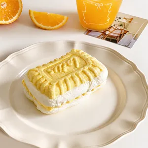 Juguete Squishy de Silicona de Grado Alimenticio Forma de Galleta de Sándwich Rebote Lento Apretón Descompresión Juguete Sensorial Oficina Hogar