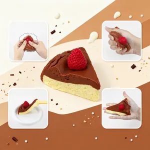 Detail of strawberry chocolate cake squishy showing its soft and squeezable texture